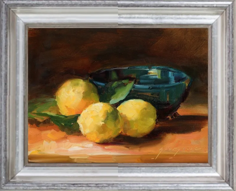 Lemons and Blue Bowl by Georgesse Gomez for Artfully Walls