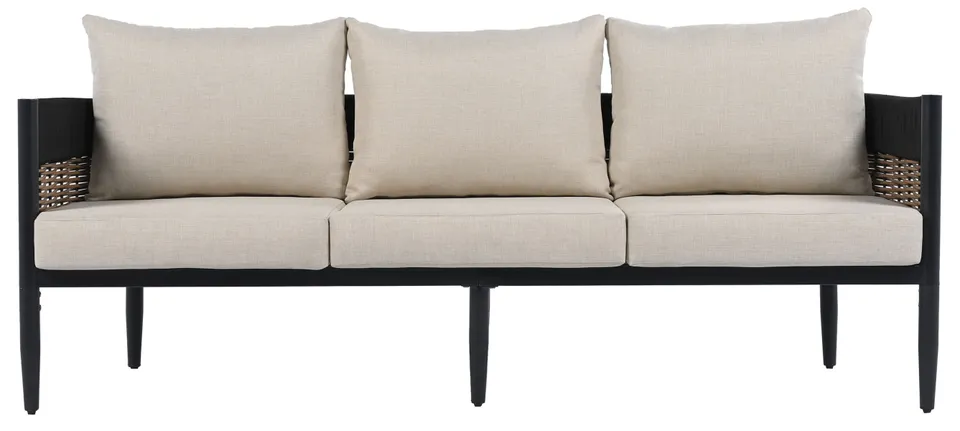 Harrison Indoor-Outdoor 3 Seater Sofa - Black/Taupe