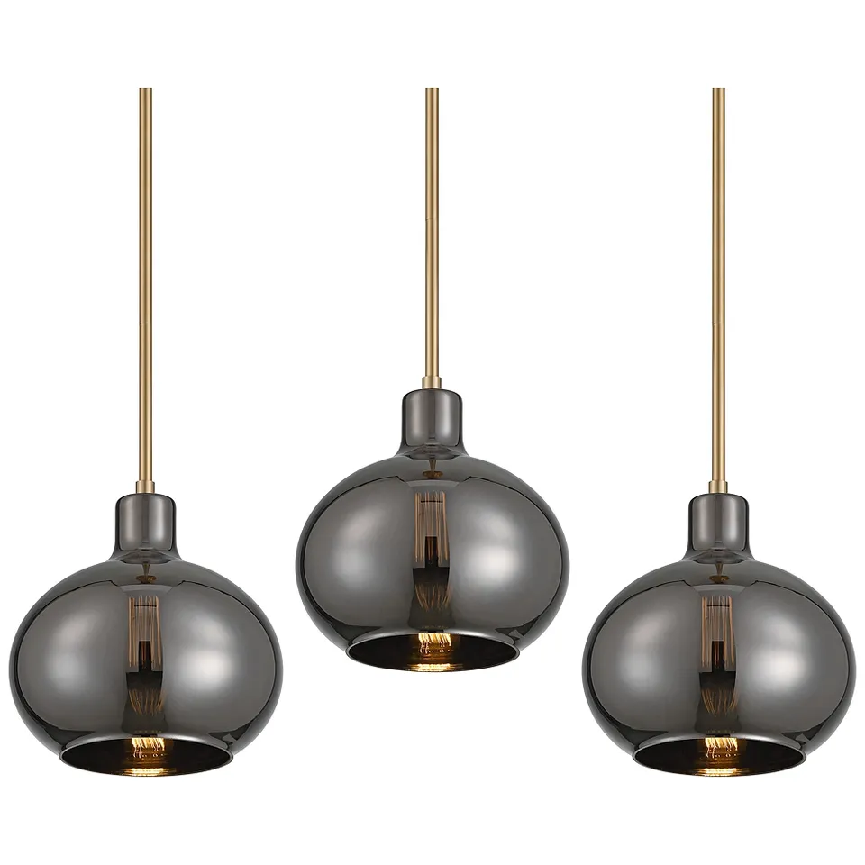 Partridge 9 1/2" Wide Black Chrome Glass Mini Pendant Set of 3