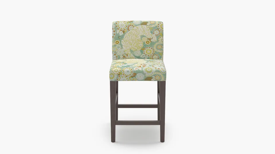 Signature Dining Counter Stool, Pistachio Siberian Tiger, Espresso Square Tapered Leg