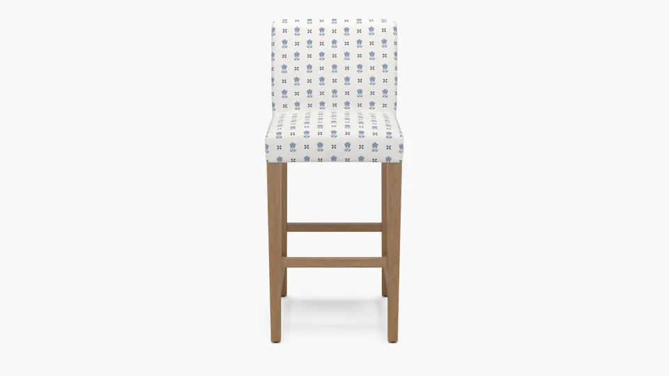 Signature Dining Bar Stool, Delft Mod Fleur, Natural Square Tapered Leg