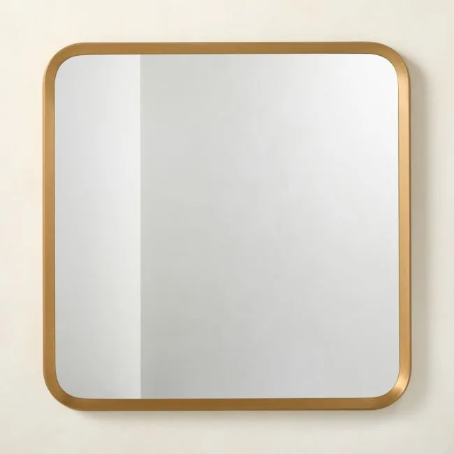 Isari Brass Rough Cast Aluminum Square Wall Mirror 36"x36"
