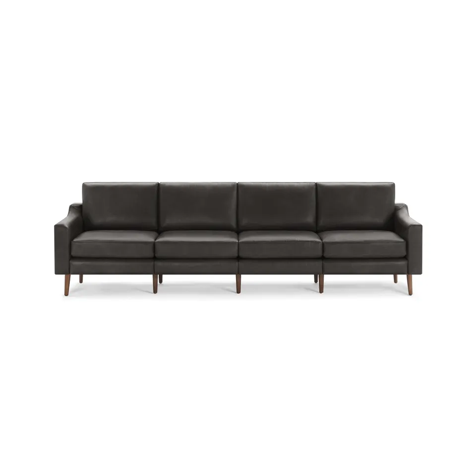 Nomad Leather King Sofa - Slate - Top Grain Leather / Walnut - Wood / Slope