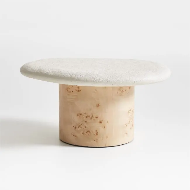 Sassolino Burl Wood 25" Pedestal Side Table by Athena Calderone