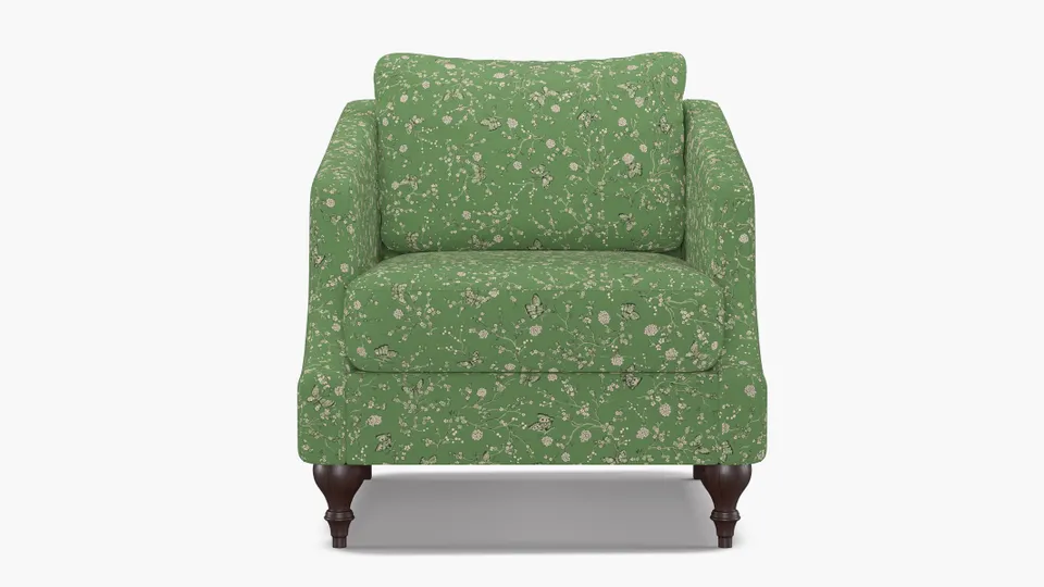 Slope Arm Chair, Kelly Mariposa, Espresso Turned Wood Leg