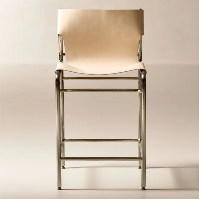 Surf Sling Untanned Leather Counter Stool