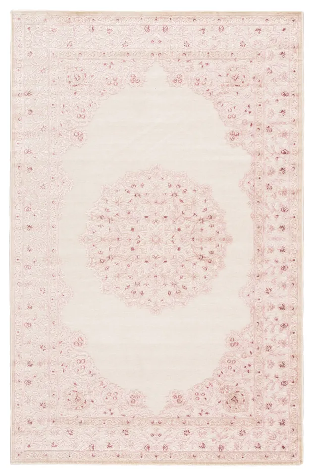 Malo Medallion Pink/ White Area Rug (7'6"X9'6")