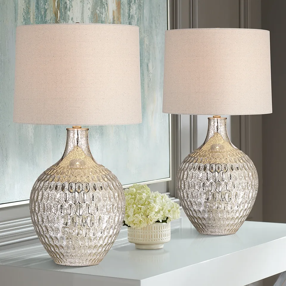 Possini Euro Waylon 28" Modern Luxe Mercury Glass Table Lamps Set of 2