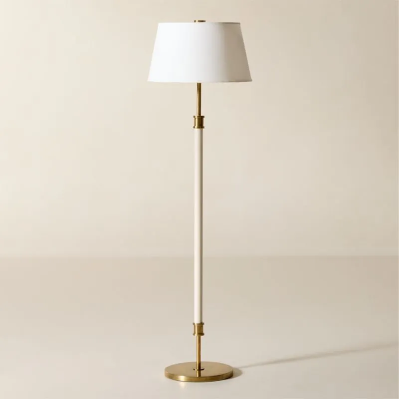 Viator Wrapped White Leather Floor Lamp