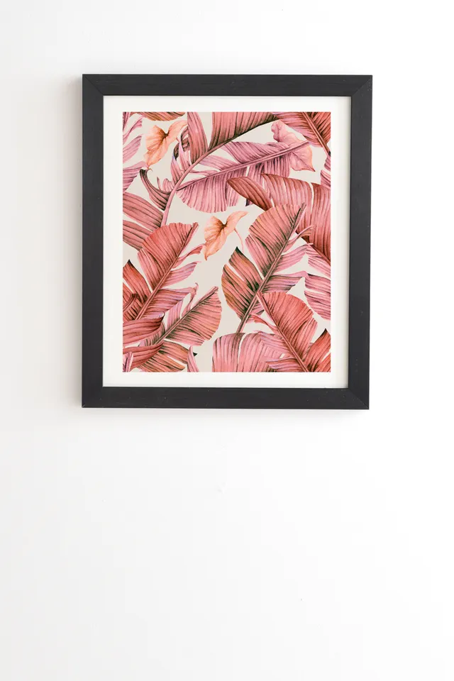 Jungle Paradise Pink by Marta Barragan Camarasa - Framed Wall Art Basic Black 30" x 30"