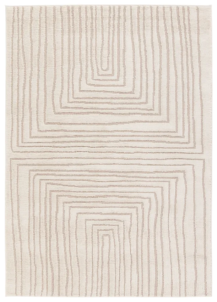 Label J Fantana JID15 Striped Ivory and Beige Runner Rug (2'7"x10')