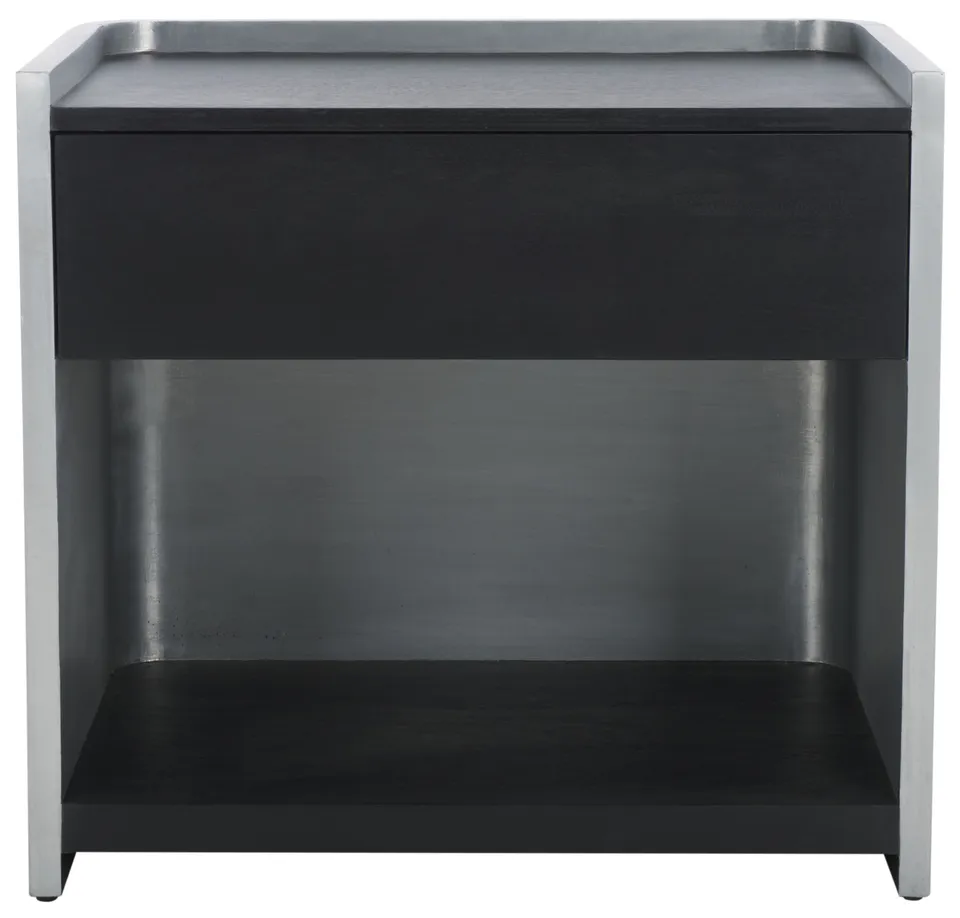 Ottawa Wood & Aluminum Nightstand - Black/Silver
