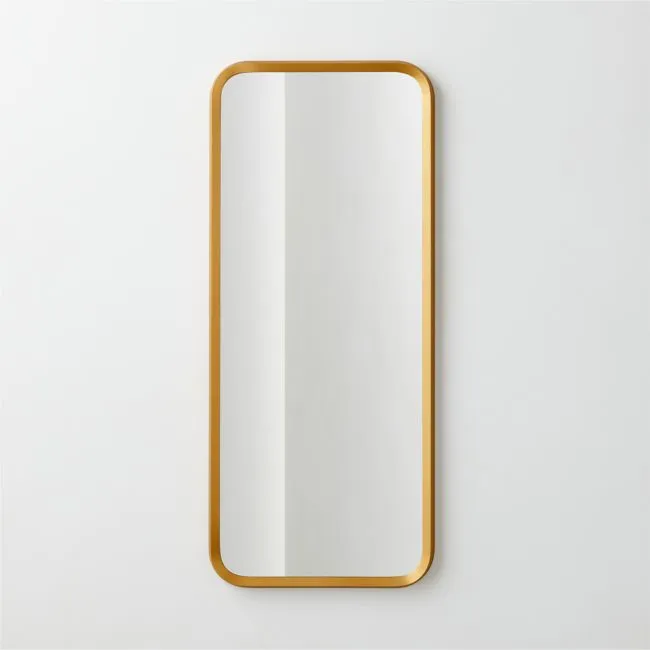 Isari Brass Rough Cast Aluminum Rectangular Wall Mirror 24"x55"