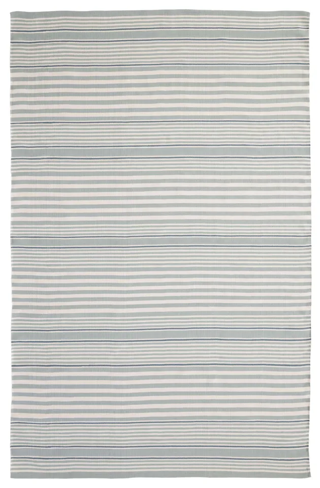 Rugby Stripe Light Blue Handwoven Indoor/Outdoor Rug
