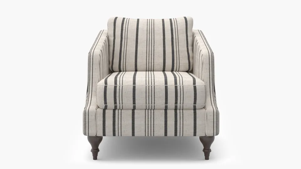 Slope Arm Chair, Black Market Stripe, Espresso Turned Wood Leg