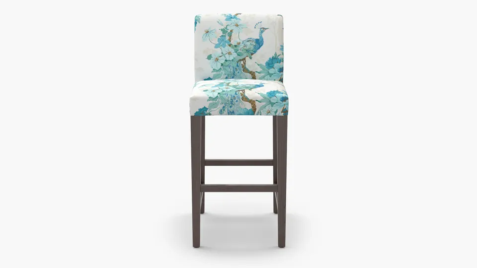 Signature Dining Bar Stool, Turquoise Peacock Park, Espresso Square Tapered Leg