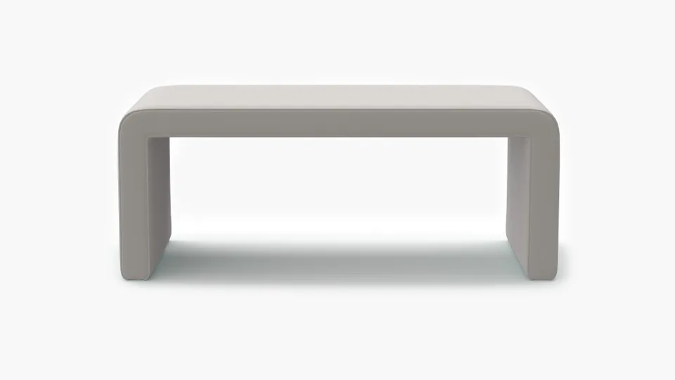 Waterfall Bench, White Performance Velvet