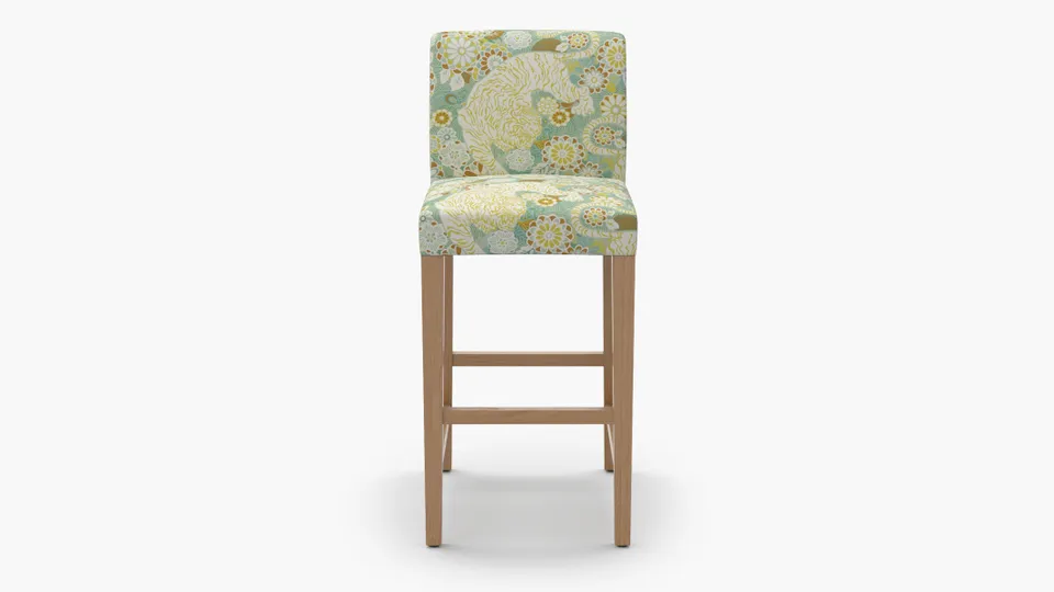 Signature Dining Bar Stool, Pistachio Siberian Tiger, Natural Square Tapered Leg