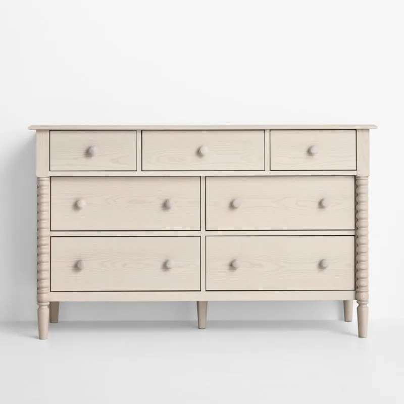 Jenny Lind 54" Washed Natural Wide 7-Drawer Kids Dresser