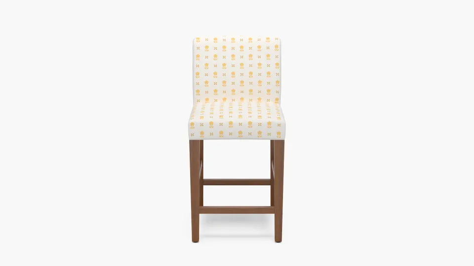 Signature Dining Counter Stool, Buttercup Mod Fleur, Walnut Square Tapered Leg