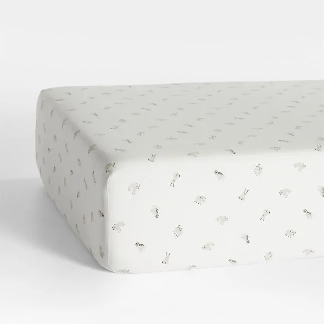 Comfy Tee Critter Cuddle Natural 100% Organic Cotton Jersey Baby Crib Fitted Sheet