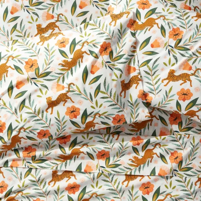 Stay Cool Marrakech Tiger 100% Organic Cotton Kids Full Sheet Set
