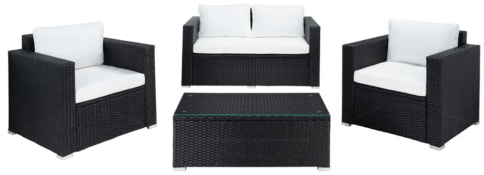 Machie 4 Piece Living Set - Black/Beige