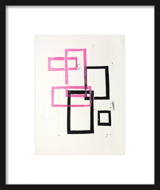 Pink and Black Geometric Squares x2 by Stacy Rajab for Artfully Walls