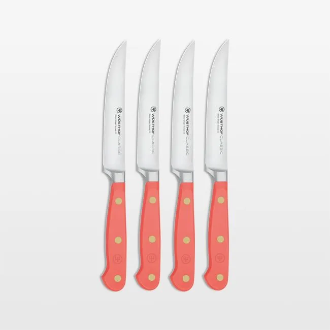 Wusthof Classic Color Coral Peach 4.5" Steak Knives, Set of 4