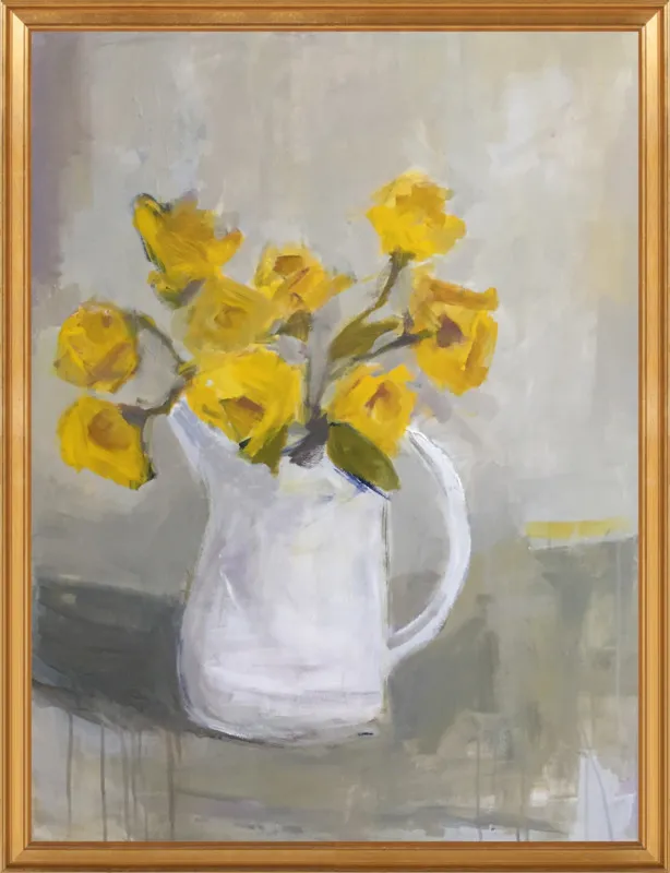 Yellow Roses in White Pitcher by Pamela Munger for Artfully Walls