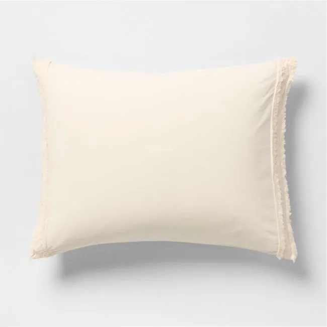 Favorite Washed Organic Cotton Undyed Eyelash Standard Bed PIllow Sham