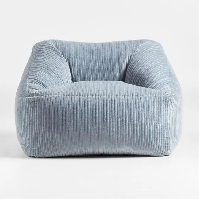 Charlie Smoke Blue Velvet Corduroy Kids Lounge Chair