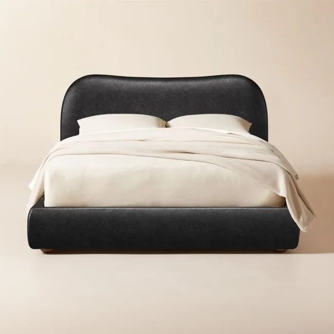 Diana Queen Bello Black Leather Bed