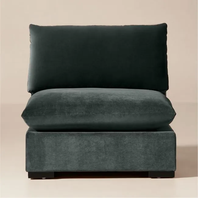Deseo Grey Blue Performance Velvet Standard Depth Armless Chair