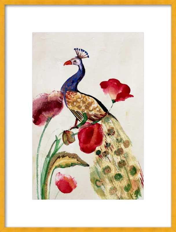 blue gold peacock by Ruti Shaashua for Artfully Walls