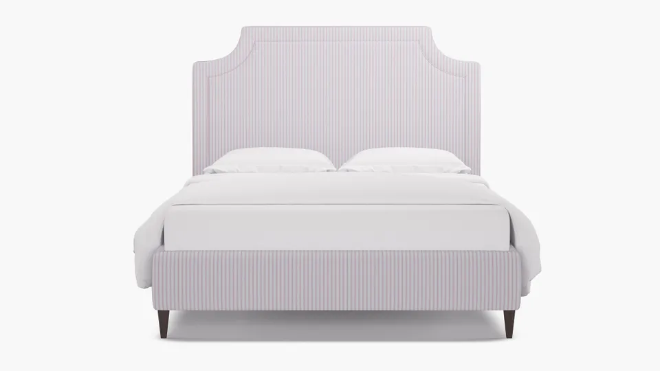 Deco Bed, Pink Classic Ticking Stripe, Espresso Square Tapered Leg, Twin