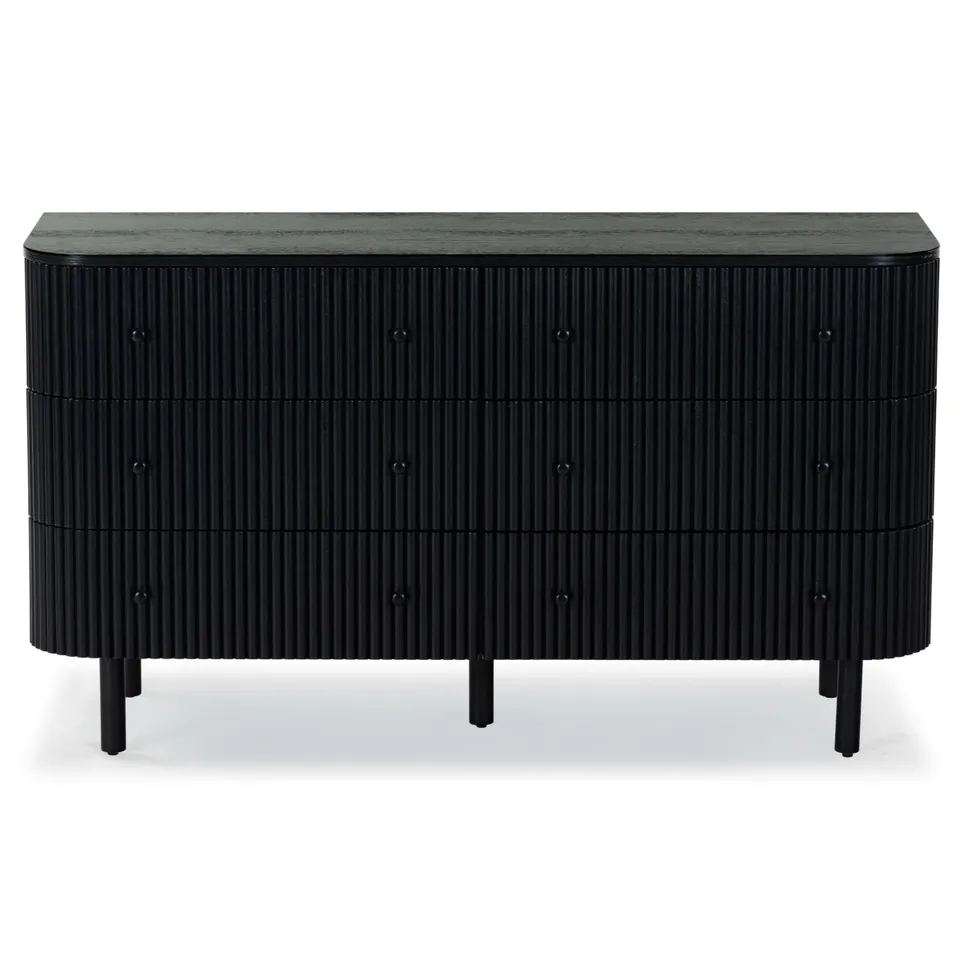 Shelbie 6 Drawer Reeded Dresser - Black