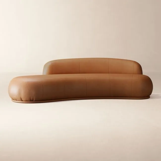 Claudelle 106" Curved Leather Sofa