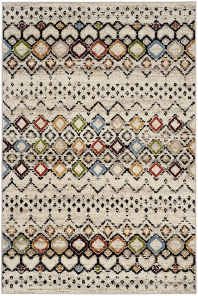 Arlo Home Woven Area Rug, AMS108K, Ivory/Multi,  5' 1" X 7' 6"
