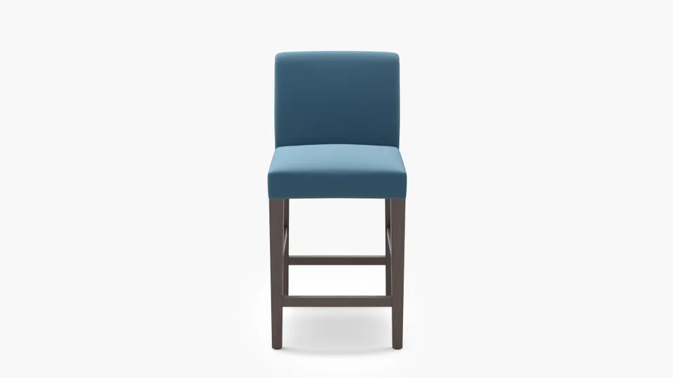 Signature Dining Counter Stool, French Performance Plush Velvet, Espresso Square Tapered Leg