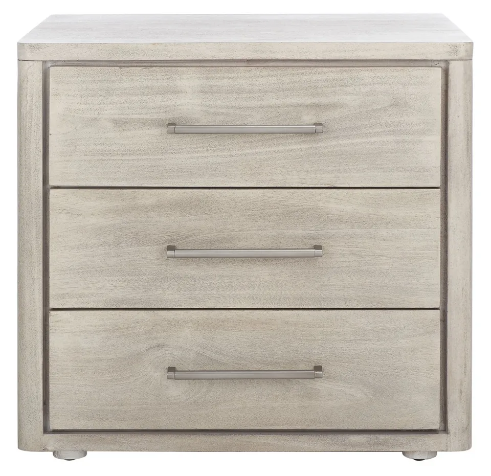 Rosey 3 Drawer Wood Nightstand - Light Grey