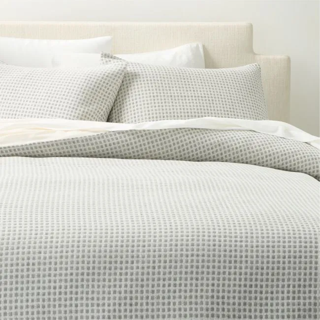 Sadira Organic Cotton Jacquard White with Black Full/Queen Duvet Cover