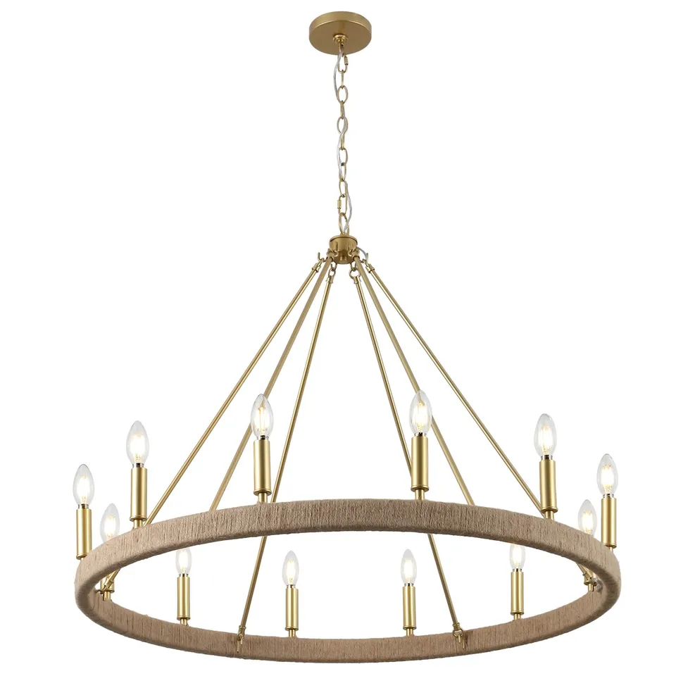 Enya 12 Light 36" Chandelier - Natural / Gold