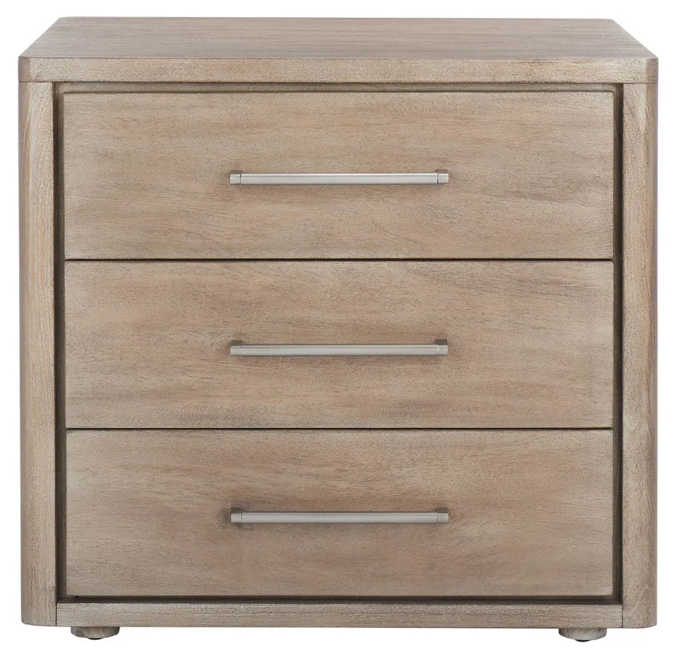 Rosey 3 Drawer Wood Nightstand - Light Brown