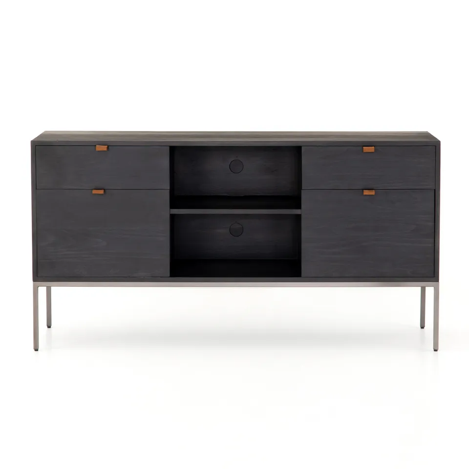 Trey Modular Filing Credenza - Black Wash Poplar
