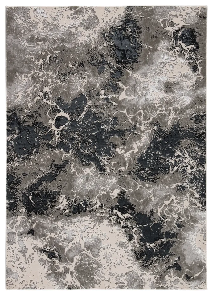 Fen Abstract Black/ Gray Area Rug (5'X7'6")