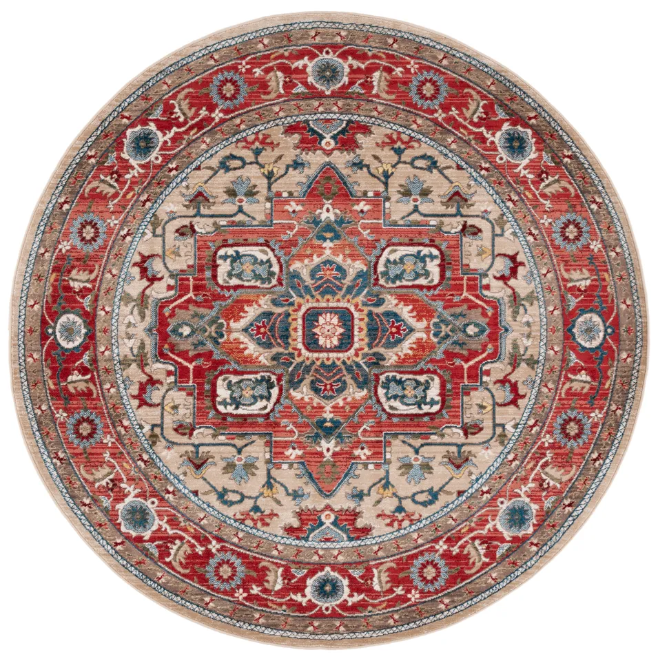 Lauren Ralph Lauren Collection Quentin Rug, Red/Beige, 6'7" Round
