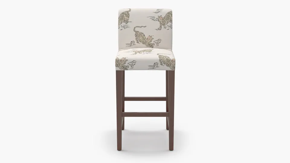 Signature Dining Bar Stool, Canvas Tigresse, Walnut Square Tapered Leg