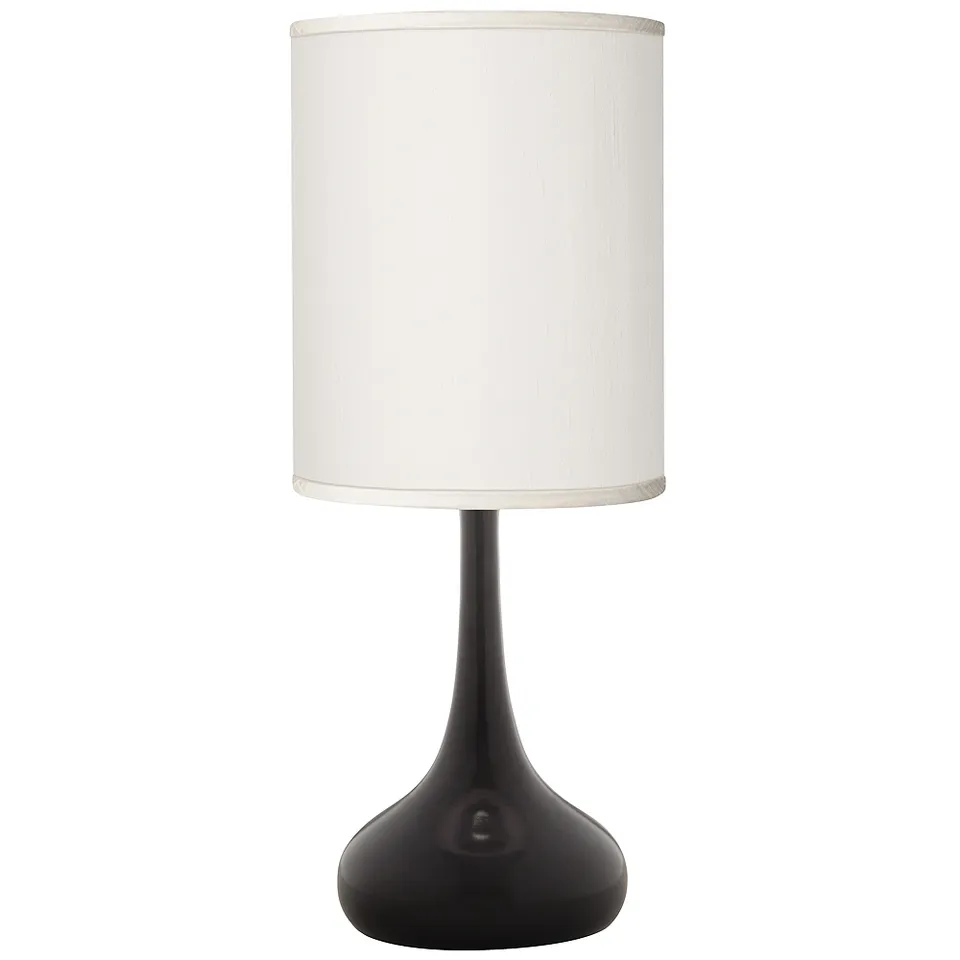 Possini Euro Droplet 23 1/2" Cream Faux Silk and Black Table Lamp