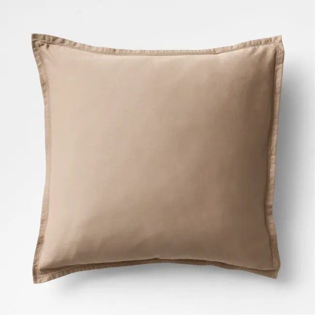 Serene Washed Organic Cotton Sateen Clay Taupe Euro Bed Pillow Sham